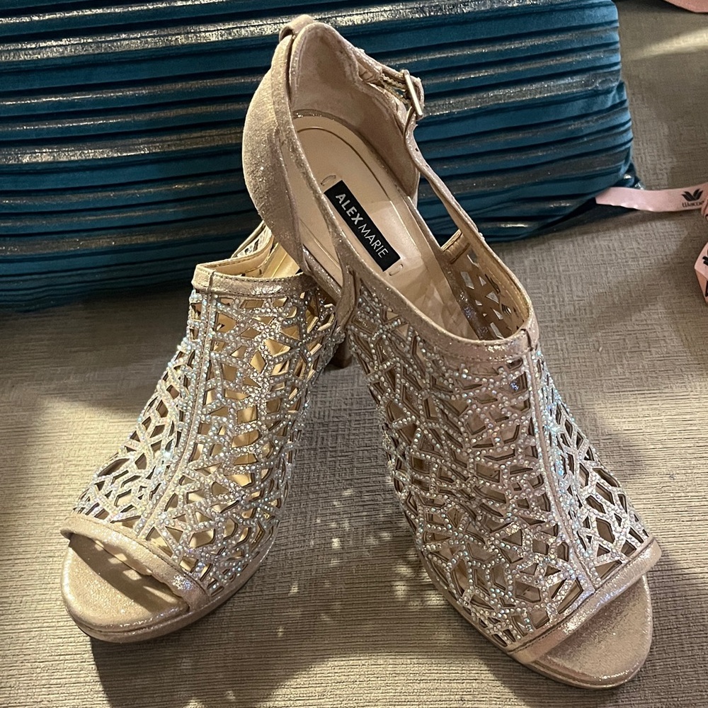 Alex Marie Glittering Gold Cutout Heels